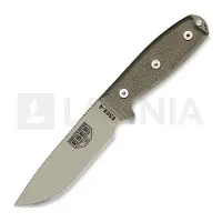 ESEE Model 4, desert tan/OD green, black plastic sheath, nylon sheath