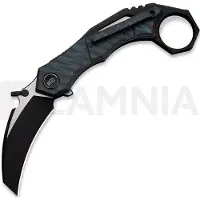 We Knife Tayra foldekniv, Tiger Stripe & Black Ti, Black SW & Satin