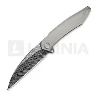 We Knife Fluxor Damasteel, Polished Bead Blast Titanium