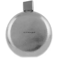 Titaner Titanium Hip Flask Diamond Cut Cap, Silver