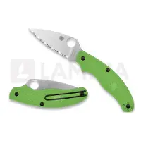 Spyderco UK Penknife Salt Green LC200N foldekniv, spyderedge