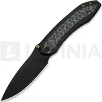 We Knife Winsome, Black Ti/Gray G-10/Rose Pattern CF, Black SW