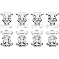 Torribaly 8Pcs Glass Candle Holders Wedding Candlestick Fine Transparent Crystal Glass Candle Stand Dining Home Decoration