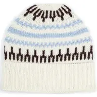 KnowledgeCotton Apparel hue i uld med print, offwhite Off-white Hvid