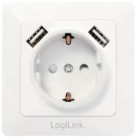 Logilink Vägguttag 230V med 2xUSB 2,1A