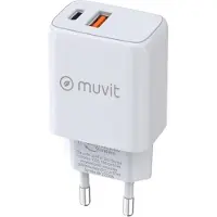 Muvit Qc 3.0 18w + Pd 25w Usb-a-og Usb-c-vægoplader
