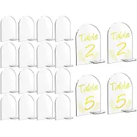 Typecat 20 Packs 6X4 Inch Blank Acrylic Numbers Signs with Stand Wedding Reception Sign Diy Arch Acrylic Stand Signs