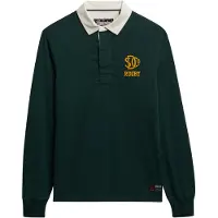 Superdry Superdrytil mænd. M6010909A Vintage Athletic Eagle polo mørkegrøn (L), Casual, Bomuld, Lange ærmer