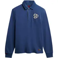 Superdry Superdrytil mænd. M2014011A Vintage Athletic Rugby blå polo shirt (M), Casual, Bomuld, Lange ærmer