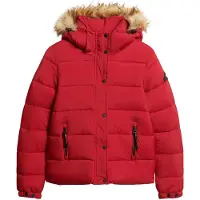 Superdry Superdrytil kvinder. W5011178A Kort mellemlang jakke med hætte, rød (M), Casual, Nylon