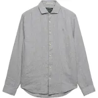 Superdry Superdrytil mænd. M4011103A Riviera Linen-skjorte i gråt (XL), Casual, Linned, Lange ærmer