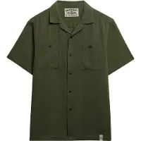 Superdry Superdrytil mænd. M4011123A Merchant Struktureret grøn skjorte (XL), Casual, Bomuld, Korte ærmer