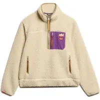 Superdry Superdrytil kvinder. W2012343A Vintage Retro beige fleece med halv lynlås (XS), Casual, Polyester