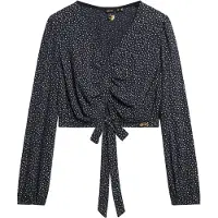 Superdry Superdrytil kvinder. W6011553A Vintage bluse marineblå (S), Casual, Bomuld, Lange ærmer