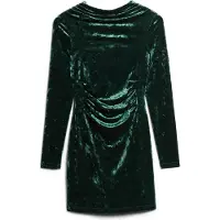 Superdry Superdrytil kvinder. W8011367A Grøn Velvet-kjole med lange ærmer (L), Party, Polyester