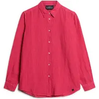 Superdry Superdrytil kvinder. W4010415A Casual hørskjorte med pink boyfriend fit (S), Linned, Lange ærmer