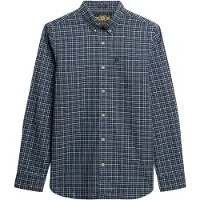Superdry Superdrytil mænd. M4011042A Premium Check Oxford-skjorte blå (M), Casual, Bomuld, Lange ærmer