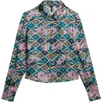 Superdry Superdrytil kvinder. W6012006A Flerfarvet gennemsigtig skjorte (S), Casual, Viscose, Lange ærmer