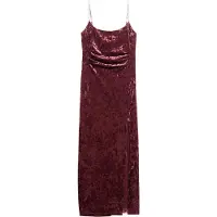 Superdry Superdrytil kvinder. W8011729A Lang fløjlskjole Diamonte rødbrun (M), Party, Polyester, Uden ærmer/stropper