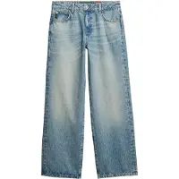 Superdry Superdrytil kvinder. W7011200A Blå jeans med brede ben i mellemhøjde (30/32), Casual, Denim, Økologisk bomuld, Bæredygtig