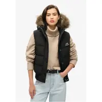 Superdry Superdrytil kvinder. W5011784A Vesten Everest sort (XS), Casual, Genanvendt polister, Bæredygtig