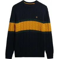 Superdry Superdrytil mænd. M6110710A Jersey Cotton Stripe Cable marineblå (M), Casual, Bomuld