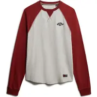 Superdry Superdrytil mænd. M6010915A Vintage Athletic Baseball Top rød (L), Casual, Bomuld, Lange ærmer