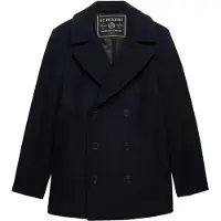Superdry Superdrytil mænd. M5012382A Abrigo Merchant Wool Blend PEA marino (L), Casual, Bomuld, Klassisk, Blå