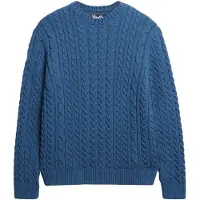 Superdry Superdrytil mænd. M6110697A Jacob Cable-trøje blå (L), Casual, Akryl