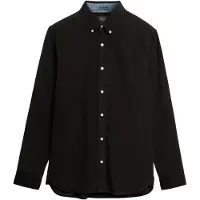 Superdry Superdrytil mænd. M4011044A Classic Needle Cord-skjorte sort (XL), Casual, Bomuld, Lange ærmer