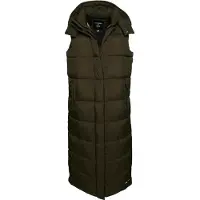 Superdry Superdrytil kvinder. W5011444A Lang vest med hætte i ripstop, grøn (S), Casual, Polyester