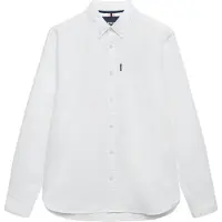 Superdry Superdrytil mænd. M4011210A Essentials Oxford skjorte hvid (M), Casual, Bomuld, Lange ærmer