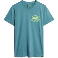 Superdry Superdrytil mænd. M1011922A Fluor T-shirt med blåt Vintage-logo (S), Casual, Bomuld, Korte ærmer