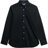 Superdry Superdrytil mænd. M4011064A Essentials Tailored Lite Shirt sort (S), Bomuld, Klassisk, Lange ærmer