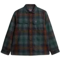 Superdry Superdrytil mænd. M4011050A Miller grøn skjorte (S), Casual, Polyester, Lange ærmer