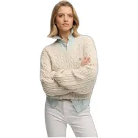Superdry Superdrytil kvinder. W6110742A Oversized cabelstrikket sweater i beige (XS), Casual, Bomuld