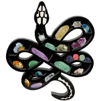 Typecat Wooden Snake Shape Display Shelf Crystal Storage Rack Wood Display Shelf Gothic Home Decor Wall Hanging Ornamentation