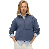 Superdry Superdrytil kvinder. W2012312A Sweatshirt med halv lynlås og essentielt logo, blå (L), Casual, Bomuld