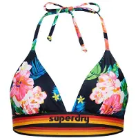 Superdry Superdrytil kvinder. W3010359A Trekantet bikinitop med marineblå vintage-logo (M), Badetøj, Genanvendt polister, Bæredygtig
