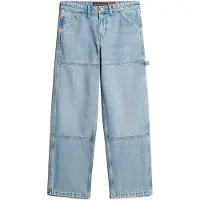 Superdry Superdrytil kvinder. W7011067A Carpenter blå jeans med mellemhøj talje (34/30), Casual, Bomuld, Denim