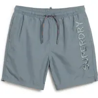 Superdry Superdrytil mænd. M3010227A Premium broderet badedragt grå (S), Badetøj, Bæredygtig, Genanvendt polyester