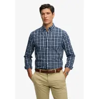 Superdry Superdrytil mænd. M4011107A Preppy Poplin skjorte marineblå (XL), Casual, Bomuld, Lange ærmer