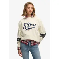 Superdry Superdrytil kvinder. W2012596A Varsity Script Loose Loose sweatshirt i beige (S), Casual, Bomuld