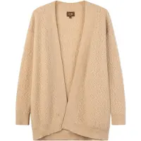 GOBI Cashmere Cardigan 'Ajour Knit Open-Front Cashmere Cardigan' beige