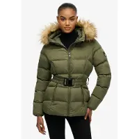Superdry Superdrytil kvinder. W5011928A Fuji Puffer Jacket med bælte, grøn (L), Casual, Polyester