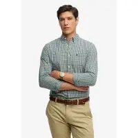 Superdry Superdrytil mænd. M4011107A Prepy Poplin skjorte grøn (XL), Casual, Bomuld, Klassisk, Lange ærmer