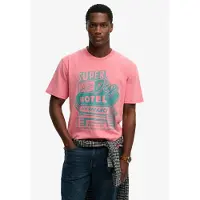 Superdry Superdrytil mænd. M1012360A Roadside Trade Loose T-shirt lyserød (M), Casual, Pink, Bomuld, Korte ærmer