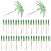 Torribaly 60 Pieces Green Tropical Coconut Tree Paper Umbrellas Picks Cocktail Parasols Cupcake Picks for Hawaiian Party
