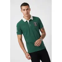 Superdry Superdrytil mænd. M1110469A Vintage Pique Rugby grøn polo shirt (L), Casual, Bomuld, Korte ærmer
