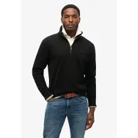 Superdry Superdrytil mænd. M2013750A Sweatshirt med Bakers-krave og logo Essential sort (S), Casual, Bomuld
